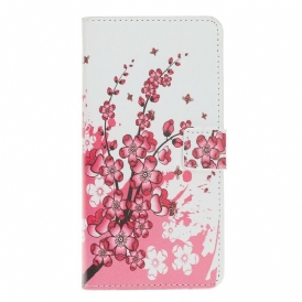 Custodia in pelle iPhone 12 / 12 Pro Fiori Tropicali