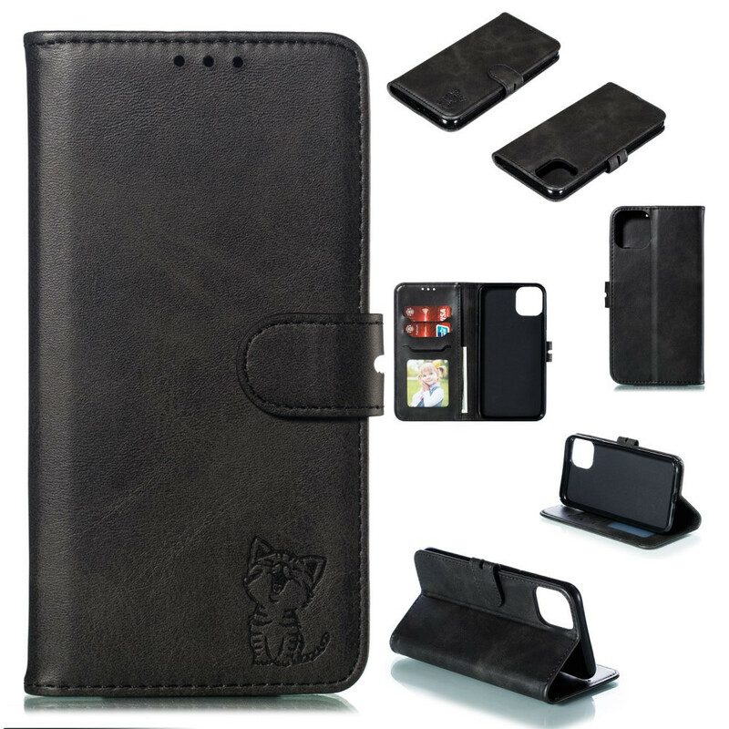 Custodia in pelle iPhone 12 / 12 Pro Gattino