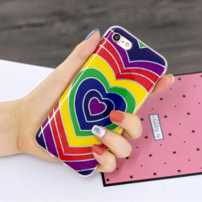 Cover iPhone SE 3 / SE 2 / 8 / 7 Cuore Glitterato Vintage