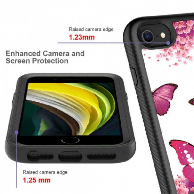 Cover iPhone SE 3 / SE 2 / 8 / 7 Farfalle A Doppia Protezione