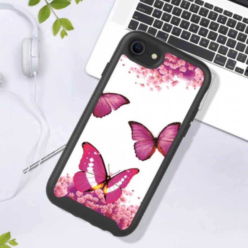 Cover iPhone SE 3 / SE 2 / 8 / 7 Farfalle A Doppia Protezione