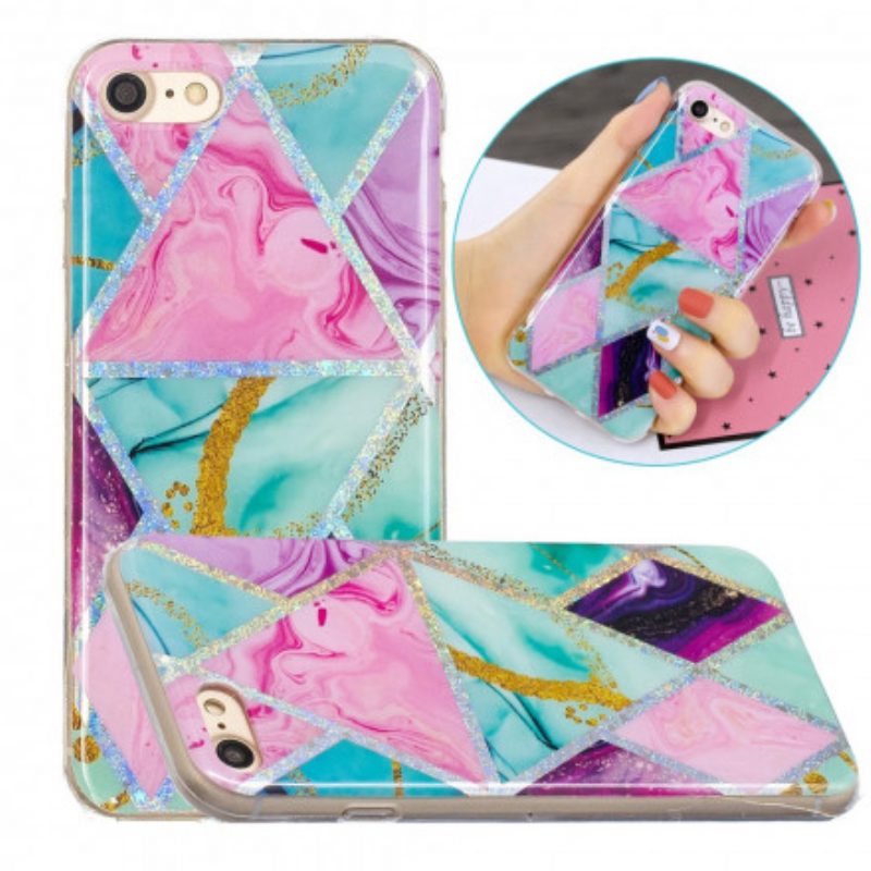 Cover iPhone SE 3 / SE 2 / 8 / 7 Marmo Con Design Glitterato
