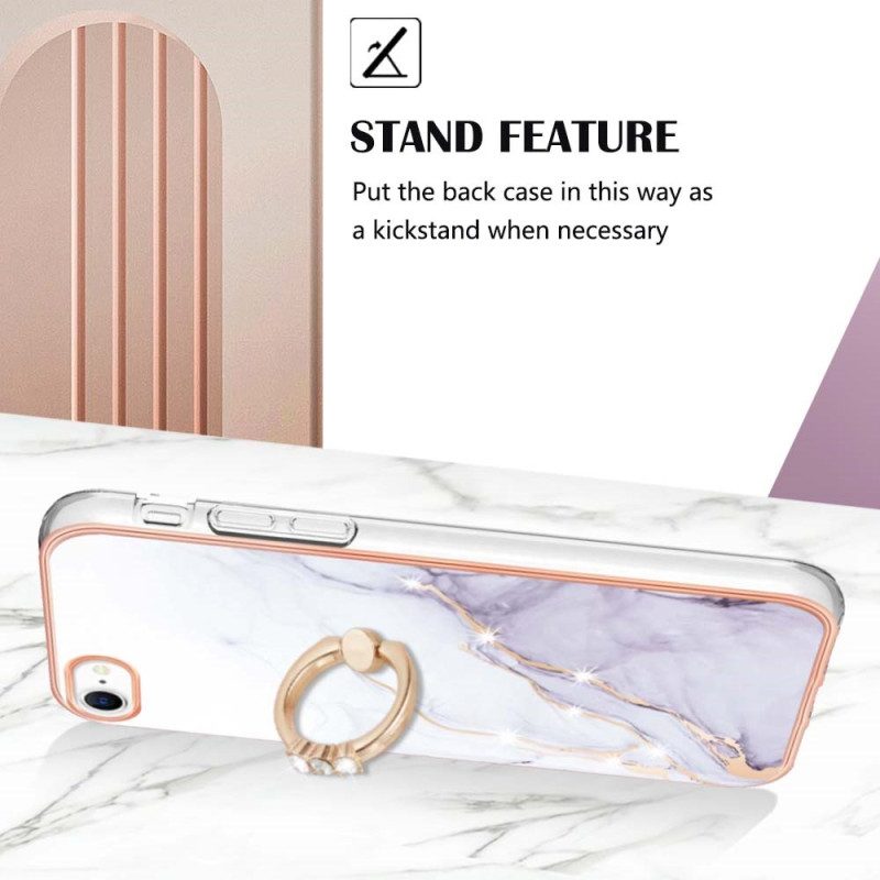Cover iPhone SE 3 / SE 2 / 8 / 7 Marmo Con Supporto Ad Anello