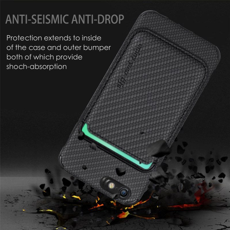Cover iPhone SE 3 / SE 2 / 8 / 7 Portacarte Staccabile In Fibra Di Carbonio