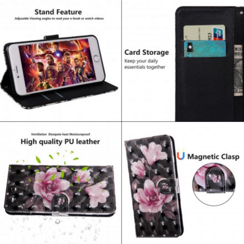 Custodia in pelle iPhone SE 3 / SE 2 / 8 / 7 Fiori Sbocciati
