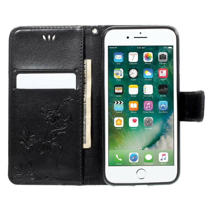 Custodia in pelle iPhone SE 3 / SE 2 / 8 / 7 Strappy Floreale