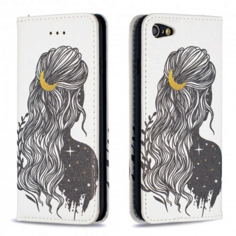 Folio Cover iPhone SE 3 / SE 2 / 8 / 7 Custodia in pelle Bei Capelli