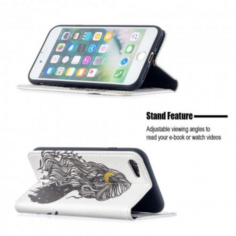 Folio Cover iPhone SE 3 / SE 2 / 8 / 7 Custodia in pelle Bei Capelli