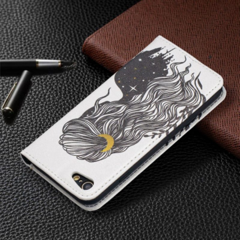 Folio Cover iPhone SE 3 / SE 2 / 8 / 7 Custodia in pelle Bei Capelli