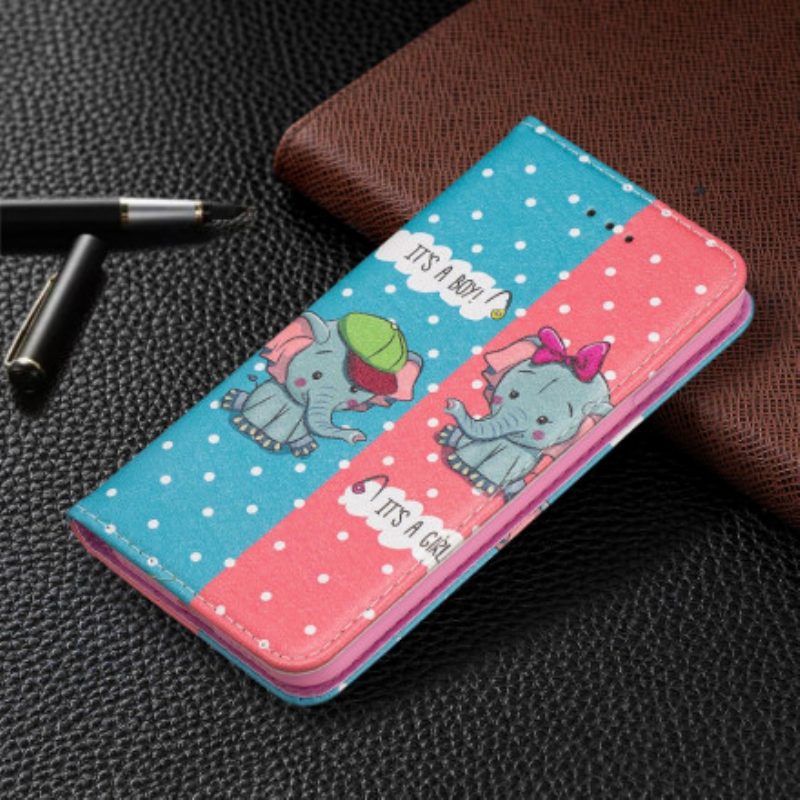 Folio Cover iPhone SE 3 / SE 2 / 8 / 7 Custodia in pelle Elefantini