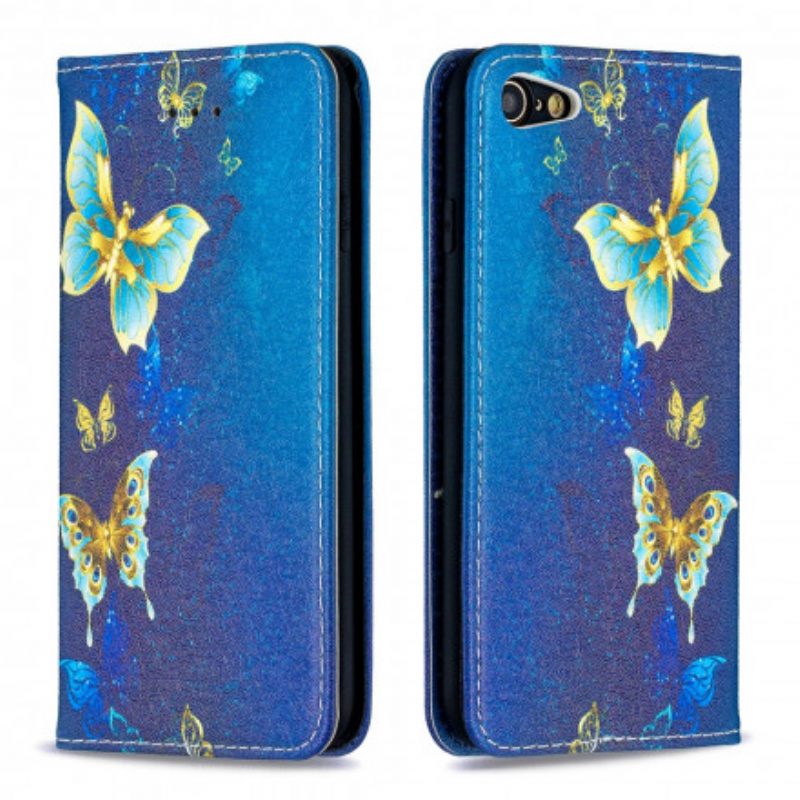 Folio Cover iPhone SE 3 / SE 2 / 8 / 7 Custodia in pelle Farfalle Colorate