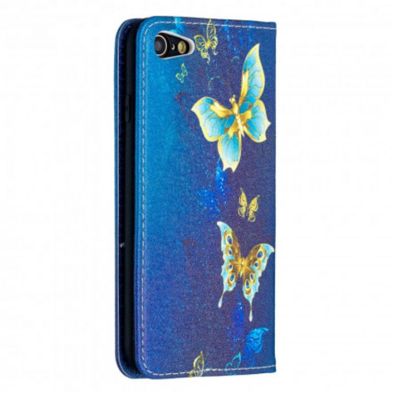 Folio Cover iPhone SE 3 / SE 2 / 8 / 7 Custodia in pelle Farfalle Colorate
