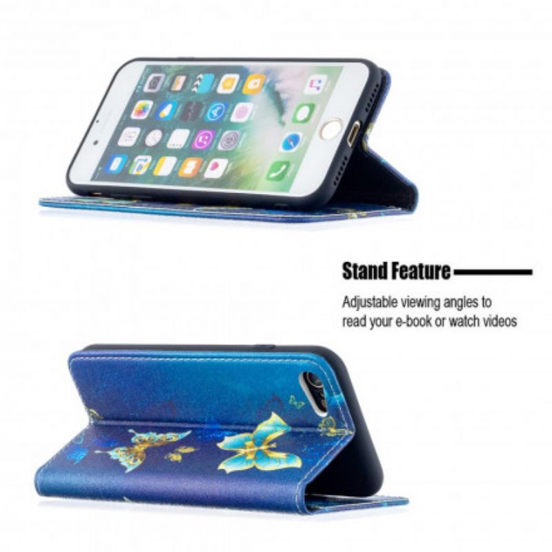 Folio Cover iPhone SE 3 / SE 2 / 8 / 7 Custodia in pelle Farfalle Colorate