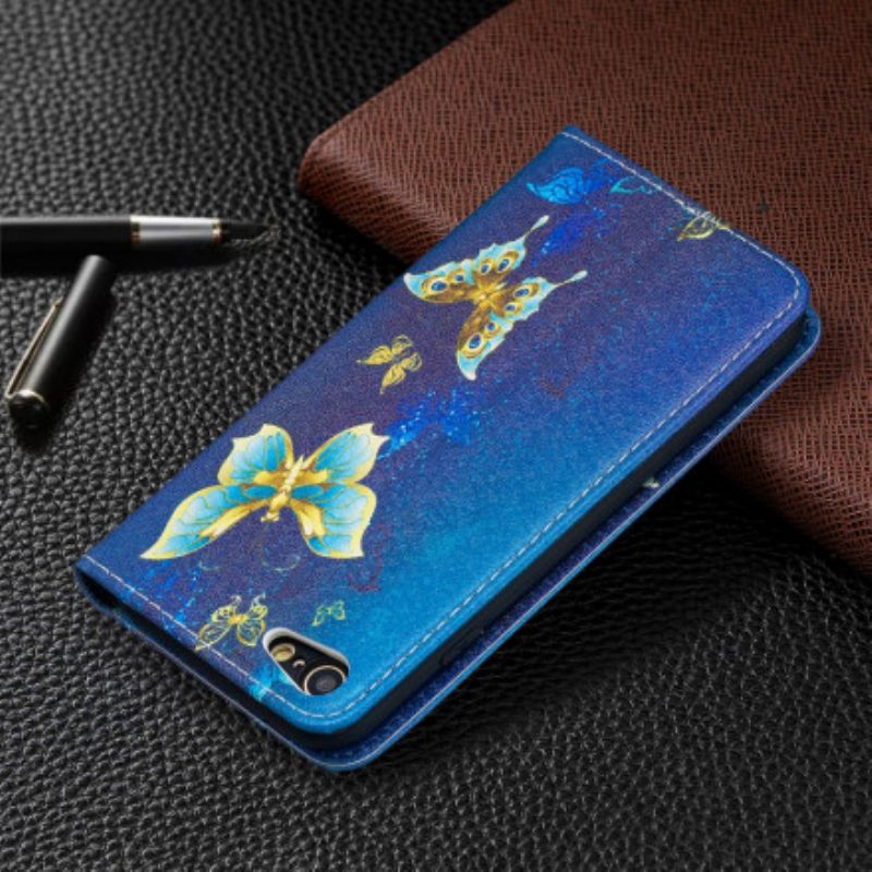 Folio Cover iPhone SE 3 / SE 2 / 8 / 7 Custodia in pelle Farfalle Colorate