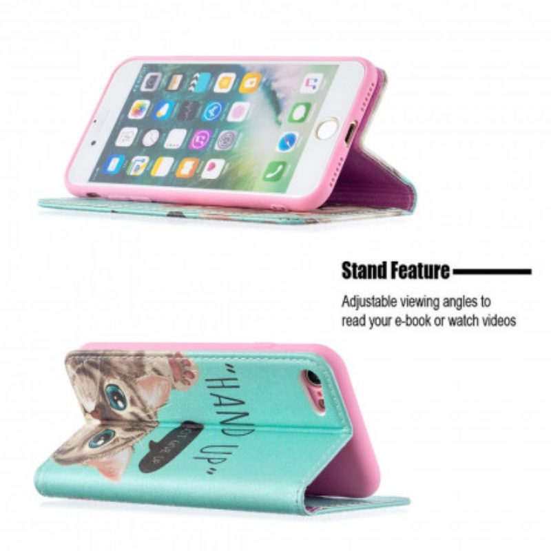 Folio Cover iPhone SE 3 / SE 2 / 8 / 7 Custodia in pelle Mano In Alto
