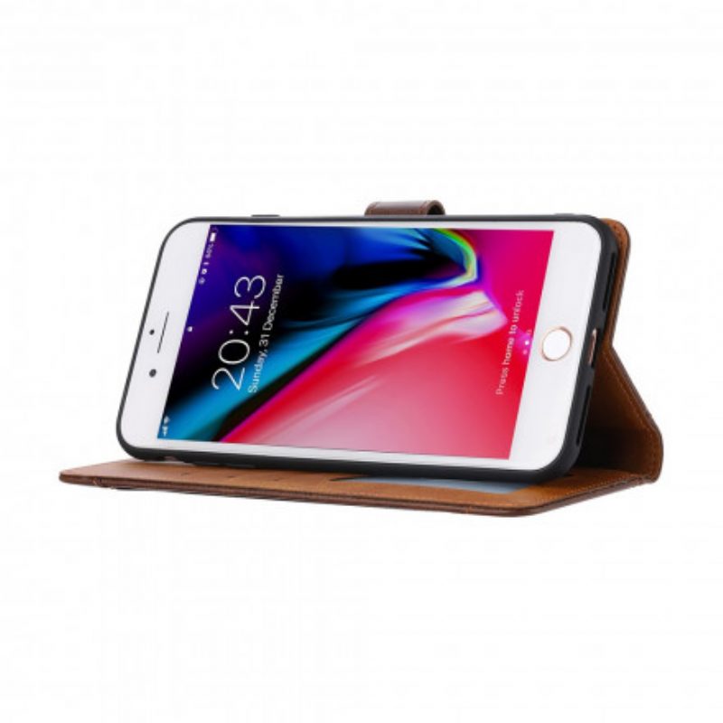 Folio Cover iPhone SE 3 / SE 2 / 8 / 7 Portacarte Frontale Con Cinturino