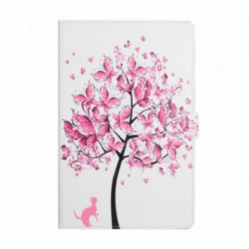 Custodia in pelle Samsung Galaxy Tab A7 (2020) Albero E Gatto