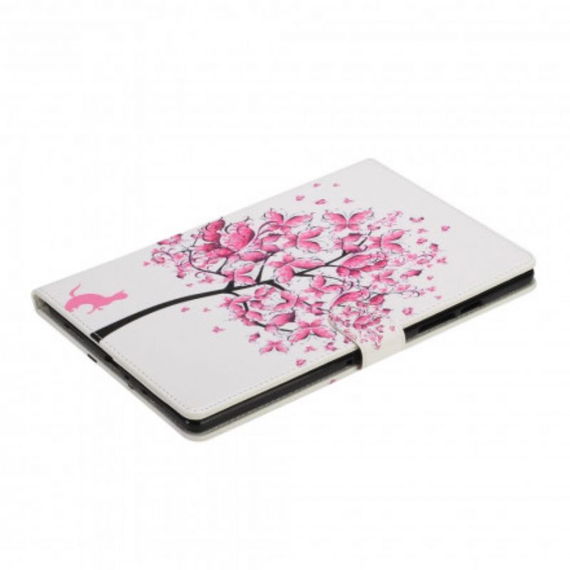 Custodia in pelle Samsung Galaxy Tab A7 (2020) Albero E Gatto