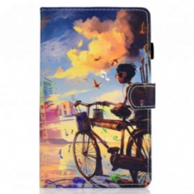 Custodia in pelle Samsung Galaxy Tab A7 (2020) Bicicletta Arte