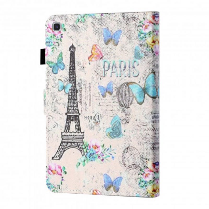 Custodia in pelle Samsung Galaxy Tab A7 (2020) Farfalle Della Torre Eiffel