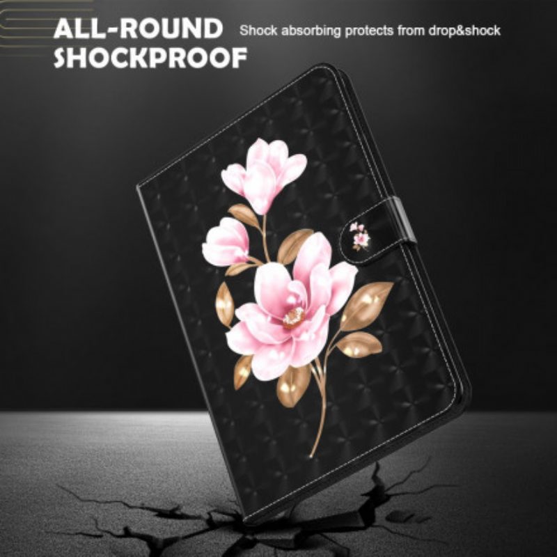 Custodia in pelle Samsung Galaxy Tab A7 (2020) Fiori Rosa Punto Luce