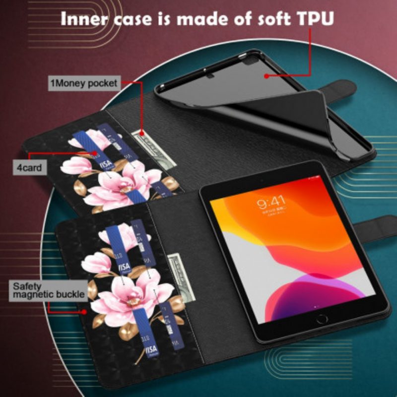 Custodia in pelle Samsung Galaxy Tab A7 (2020) Fiori Rosa Punto Luce
