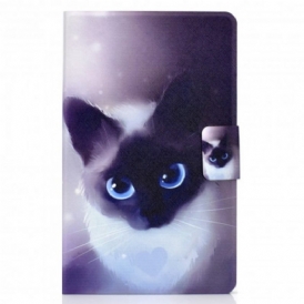Custodia in pelle Samsung Galaxy Tab A7 (2020) Gatto Dagli Occhi Azzurri