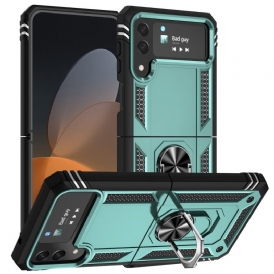 Folio Cover Samsung Galaxy Z Flip 4 Custodia in pelle Anello Premium