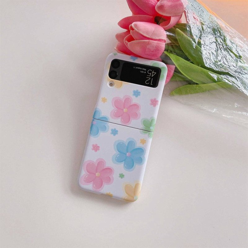 Folio Cover Samsung Galaxy Z Flip 4 Custodia in pelle Bei Fiori