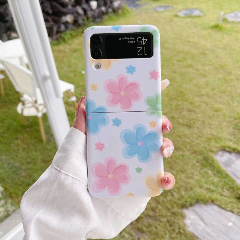 Folio Cover Samsung Galaxy Z Flip 4 Custodia in pelle Bei Fiori
