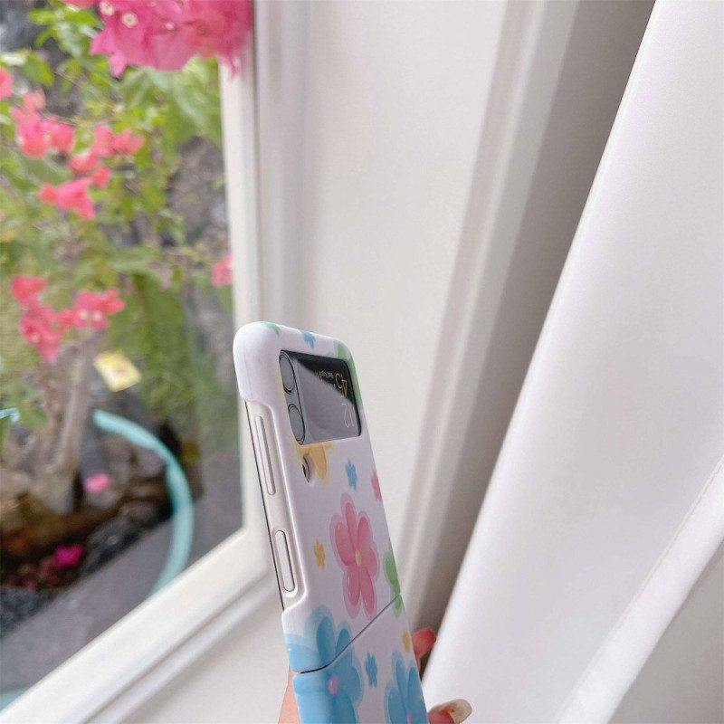 Folio Cover Samsung Galaxy Z Flip 4 Custodia in pelle Bei Fiori