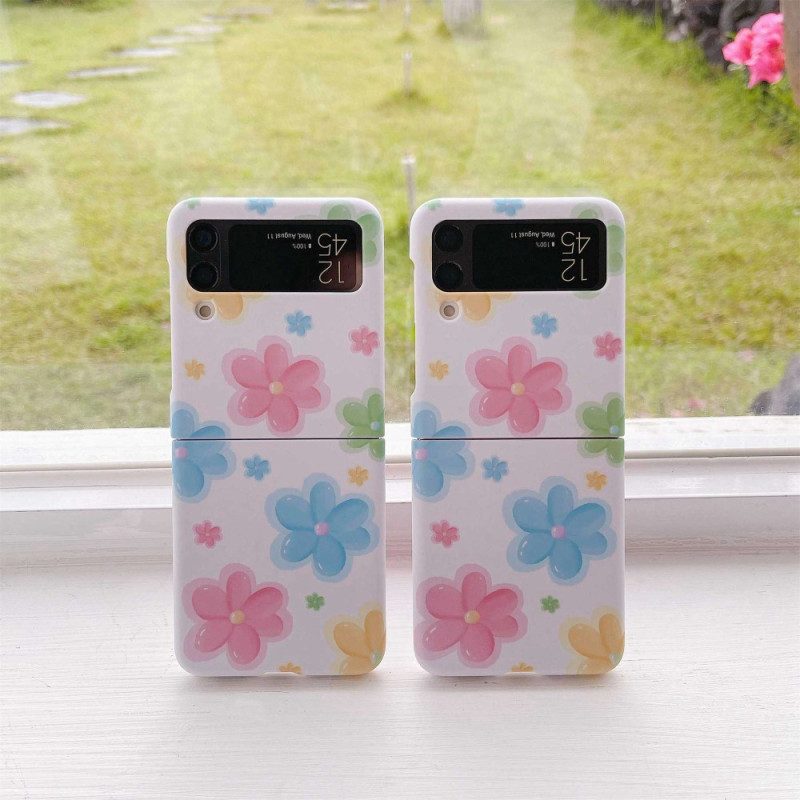 Folio Cover Samsung Galaxy Z Flip 4 Custodia in pelle Bei Fiori