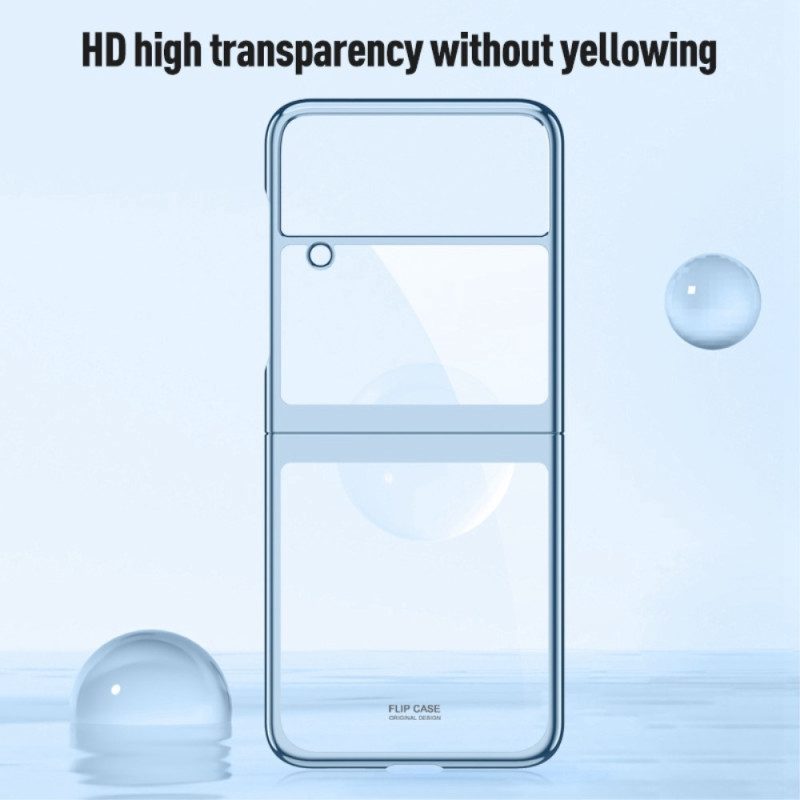 Folio Cover Samsung Galaxy Z Flip 4 Custodia in pelle Contorno Trasparente Metallico