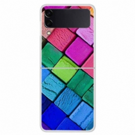 Folio Cover Samsung Galaxy Z Flip 4 Custodia in pelle Cubi Colorati