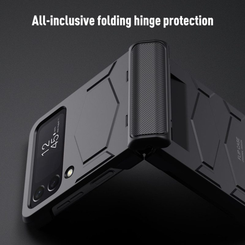 Folio Cover Samsung Galaxy Z Flip 4 Custodia in pelle Design Rigido A Nido D'ape