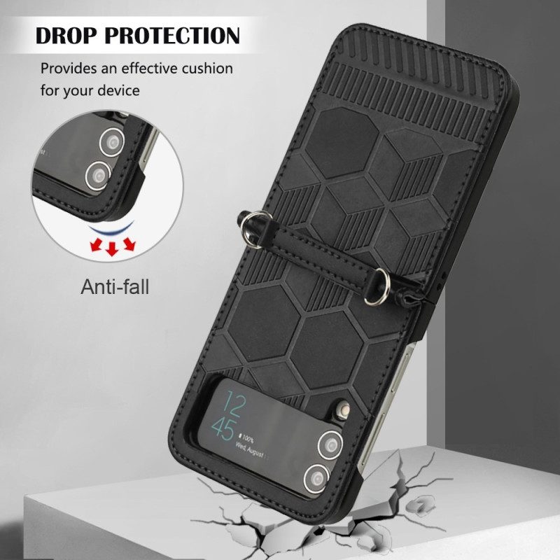 Folio Cover Samsung Galaxy Z Flip 4 Custodia in pelle Disegno Del Pallone Da Calcio