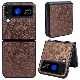 Folio Cover Samsung Galaxy Z Flip 4 Custodia in pelle Effetto Pelle Barocco