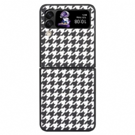 Folio Cover Samsung Galaxy Z Flip 4 Custodia in pelle Pied De Poule
