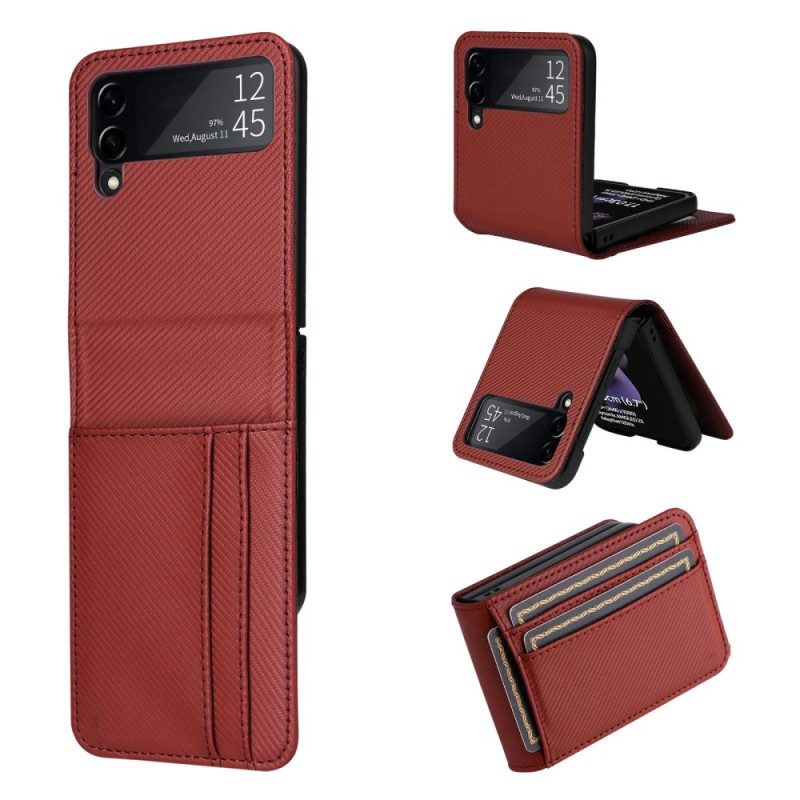 Folio Cover Samsung Galaxy Z Flip 4 Custodia in pelle Portacarte Retrò Effetto Pelle