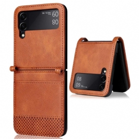 Folio Cover Samsung Galaxy Z Flip 4 Custodia in pelle Portacarte Stile Pelle Vintage