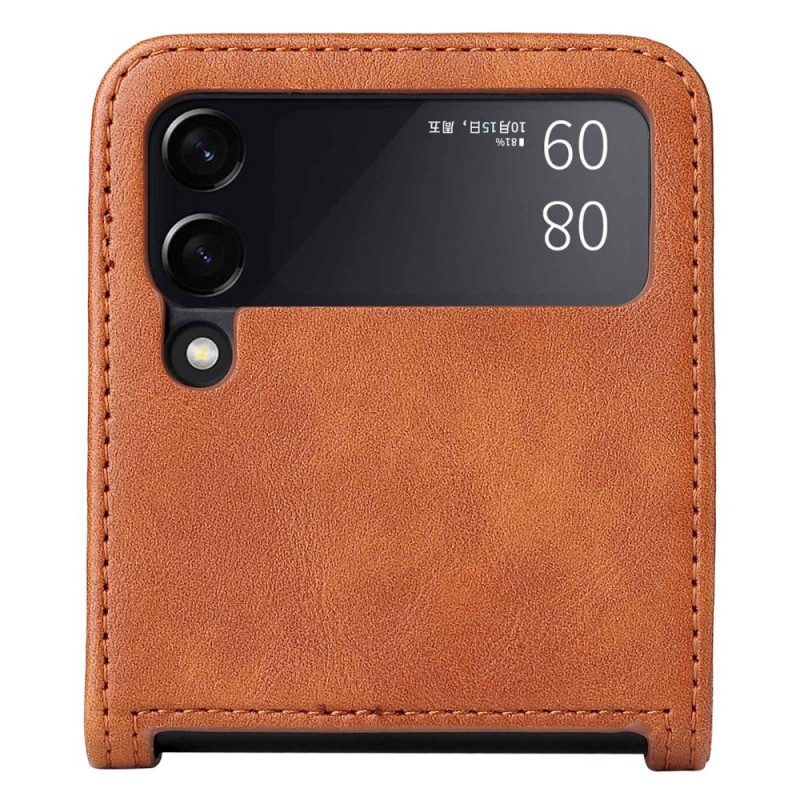 Folio Cover Samsung Galaxy Z Flip 4 Custodia in pelle Portacarte Stile Pelle Vintage
