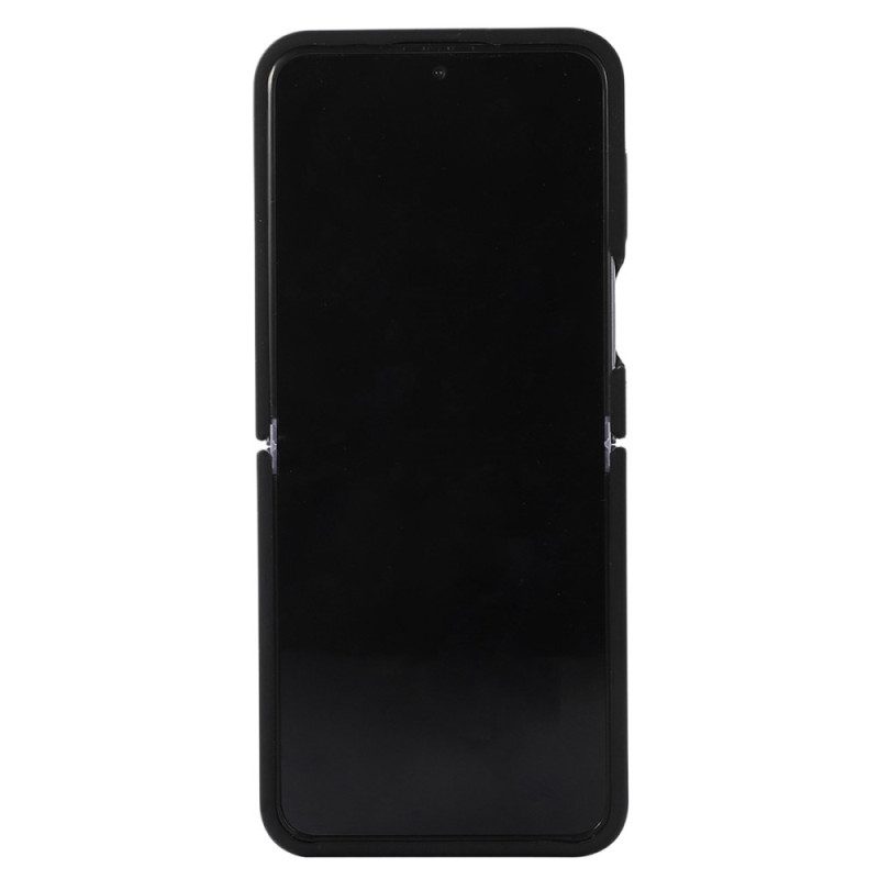 Folio Cover Samsung Galaxy Z Flip 4 Custodia in pelle Silicone Liquido Con Anello
