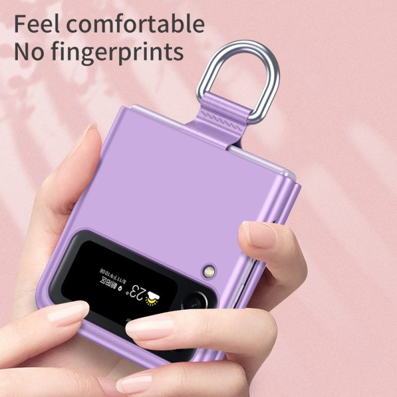 Folio Cover Samsung Galaxy Z Flip 4 Custodia in pelle Skin-touch Con Anello