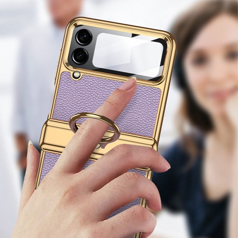 Folio Cover Samsung Galaxy Z Flip 4 Custodia in pelle Stile In Pelle Con Moschettone Gkk