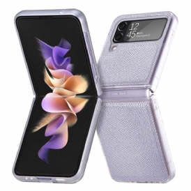 Folio Cover Samsung Galaxy Z Flip 4 Custodia in pelle Stile Serpente Su Silicone Trasparente