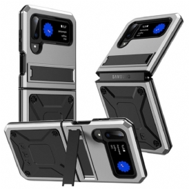Folio Cover Samsung Galaxy Z Flip 4 Custodia in pelle Supporto In Metallo E Vivavoce