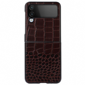 Folio Cover Samsung Galaxy Z Flip 4 Custodia in pelle Vera Pelle Effetto Coccodrillo