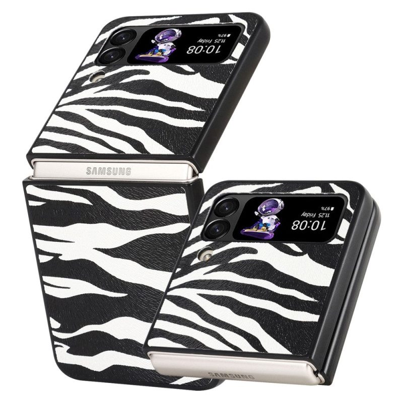 Folio Cover Samsung Galaxy Z Flip 4 Custodia in pelle Zebra