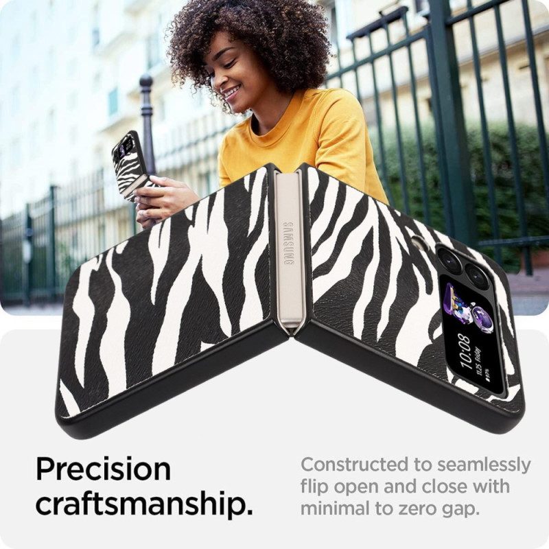 Folio Cover Samsung Galaxy Z Flip 4 Custodia in pelle Zebra
