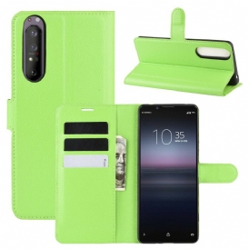 Custodia in pelle Sony Xperia 1 II Ecopelle Litchi